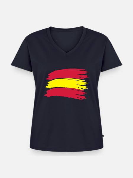 Flagge Spanien - Frauen Premium Bio T-Shirt mit V-Ausschnitt - Navy