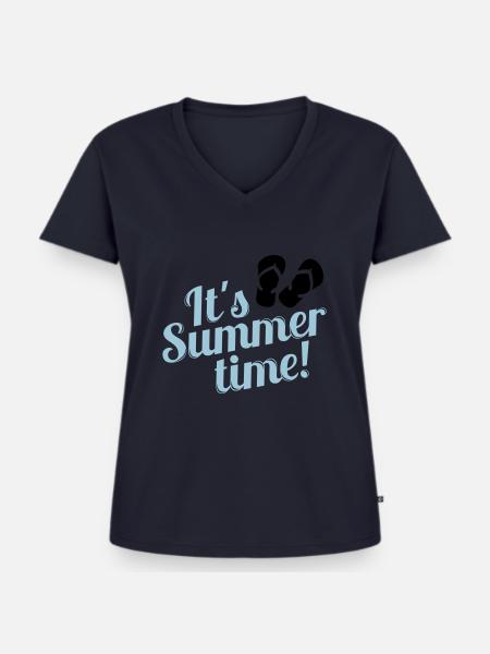 Summertime - Frauen Premium Bio T-Shirt mit V-Ausschnitt - Navy