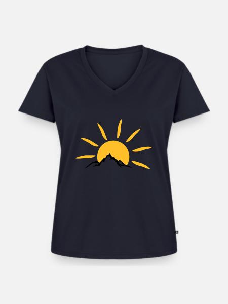 Landschaft - Berge Sonne - Frauen Premium Bio T-Shirt mit V-Ausschnitt - Navy
