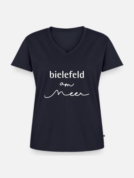 bielefeld am meer - Frauen Premium Bio T-Shirt mit V-Ausschnitt - Navy