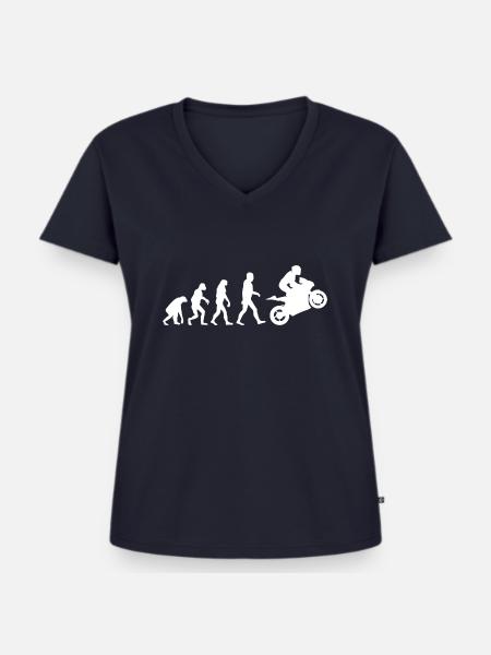Sport Biker Evolution - Frauen Premium Bio T-Shirt mit V-Ausschnitt - Navy
