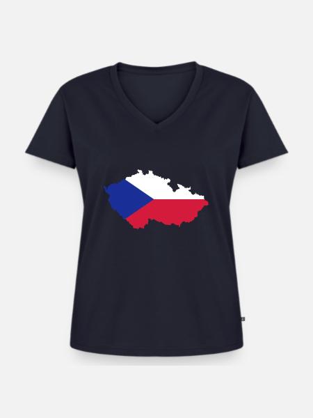 Tschechische Republik - Frauen Premium Bio T-Shirt mit V-Ausschnitt - Navy