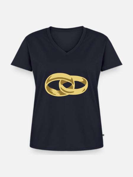 Eheringe - Frauen Premium Bio T-Shirt mit V-Ausschnitt - Navy