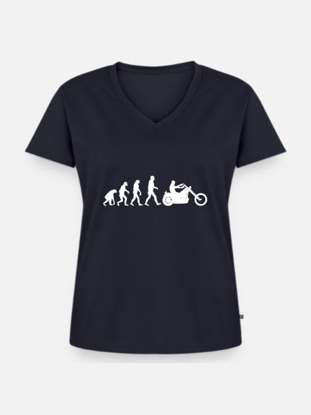 Biker Evolution Chopper - Frauen Premium Bio T-Shirt mit V-Ausschnitt - Navy
