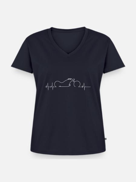 Herzschlag Chopper - Frauen Premium Bio T-Shirt mit V-Ausschnitt - Navy