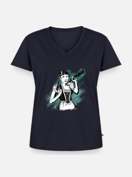 Alptraum-Mädel - Frauen Premium Bio T-Shirt mit V-Ausschnitt - Navy