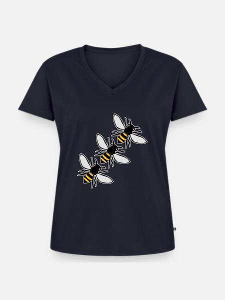 Bienen fliegen - Frauen Premium Bio T-Shirt mit V-Ausschnitt - Navy