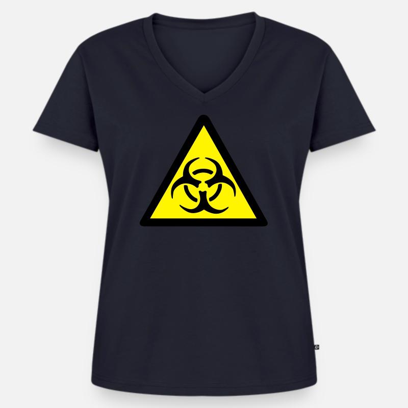 Warning Biohazard - Women's Premium Organic V-neck T-shirt - navy