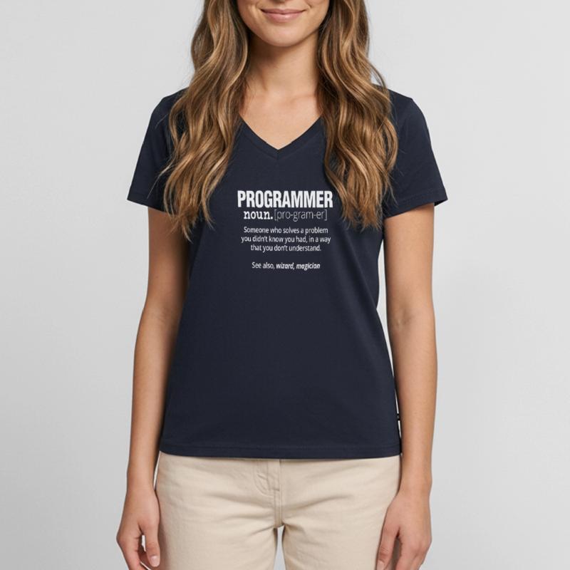 Programmer Noun Funny Software Engineer Coder Frauen Premium Bio T-Shirt mit V-Ausschnitt