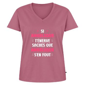 angelique - T-shirt encolure en V Premium bio Femme - mauve - Devant - AI Model Female 172 dark (172cm)