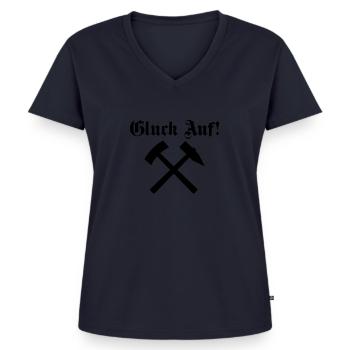 Glück Auf - Frauen Premium Bio T-Shirt mit V-Ausschnitt - Navy - Vorne - AI Model Female 172 light (172cm)