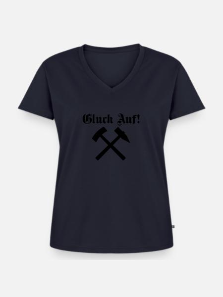 Glück Auf - Frauen Premium Bio T-Shirt mit V-Ausschnitt - Navy
