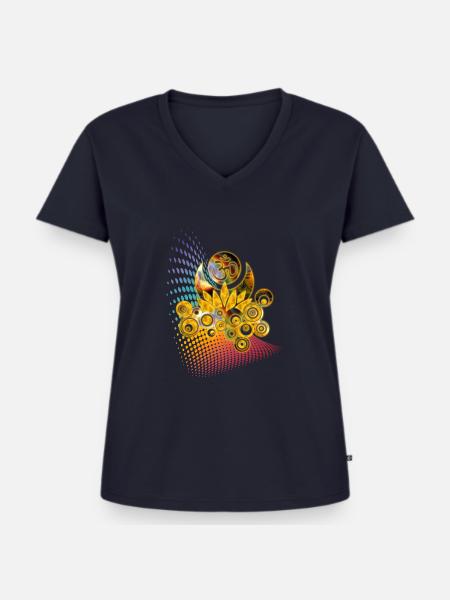 OMLOTUSENERGY - Frauen Premium Bio T-Shirt mit V-Ausschnitt - Navy