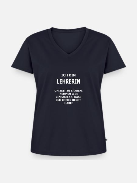 LEHRERIN - Frauen Premium Bio T-Shirt mit V-Ausschnitt - Navy