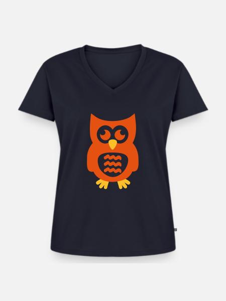 Eule - Frauen Premium Bio T-Shirt mit V-Ausschnitt - Navy