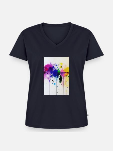 Farbspritzer - Frauen Premium Bio T-Shirt mit V-Ausschnitt - Navy