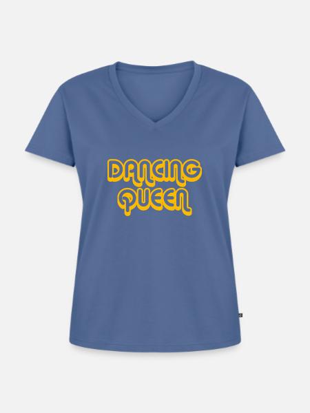 DANCING QUEEN Diskokugel - Frauen Premium Bio T-Shirt mit V-Ausschnitt - Taubenblau