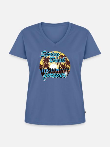 Spring Break forever - Frauen Premium Bio T-Shirt mit V-Ausschnitt - Taubenblau