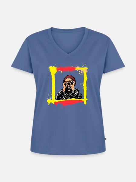 Kopfblick Graffiti-Porträt - Frauen Premium Bio T-Shirt mit V-Ausschnitt - Taubenblau
