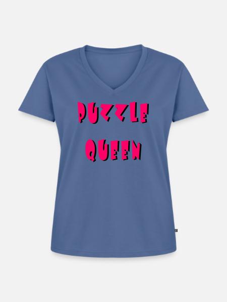 Puzzle Queen 2 - Frauen Premium Bio T-Shirt mit V-Ausschnitt - Taubenblau