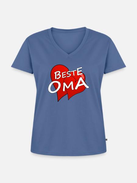 BESTE OMA - Frauen Premium Bio T-Shirt mit V-Ausschnitt - Taubenblau