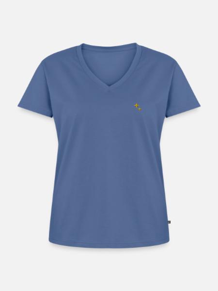 Sterne bestickt - Frauen Premium Bio T-Shirt mit V-Ausschnitt - Taubenblau