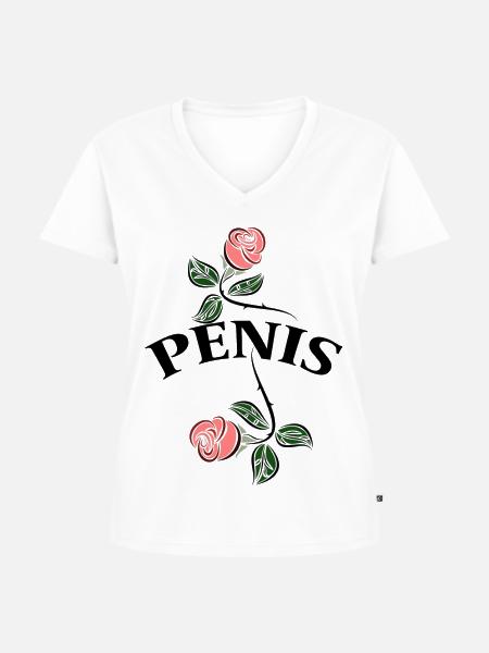 Penis - Frauen Premium Bio T-Shirt mit V-Ausschnitt - Weiß