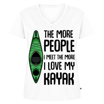 Grünes Kajak von Oben - Frauen Premium Bio T-Shirt mit V-Ausschnitt - Weiß - Vorne - AI Model Female 172 dark (172cm)
