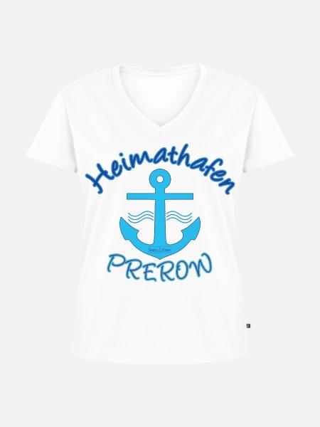 Heimathafen Prerow - Frauen Premium Bio T-Shirt mit V-Ausschnitt - Weiß