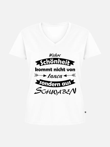 Schwabe - Frauen Premium Bio T-Shirt mit V-Ausschnitt - Weiß