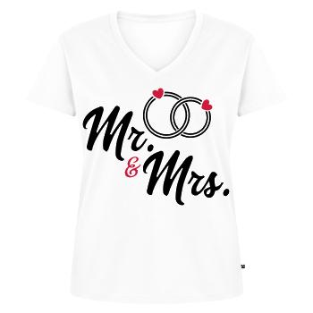 Couple - T-shirt encolure en V Premium bio Femme - blanc - Devant - AI Model Female 172 dark (172cm)