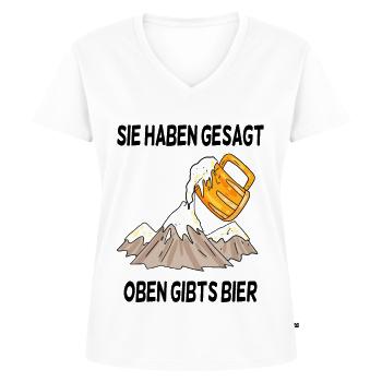 Berg Berge - Frauen Premium Bio T-Shirt mit V-Ausschnitt - Weiß - Vorne - AI Model Female 172 dark (172cm)
