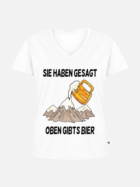 Berg Berge - Frauen Premium Bio T-Shirt mit V-Ausschnitt - Weiß