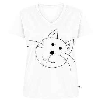 Drôle de chat - T-shirt encolure en V Premium bio Femme - blanc - Devant - AI Model Female 172 dark (172cm)