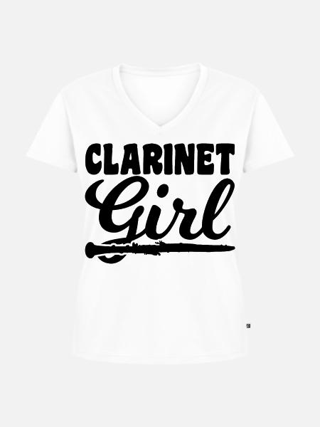Klarinetten Mädchen - Frauen Premium Bio T-Shirt mit V-Ausschnitt - Weiß