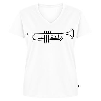 Trompete Zeichnung - Frauen Premium Bio T-Shirt mit V-Ausschnitt - Weiß - Vorne - AI Model Female 172 dark (172cm)