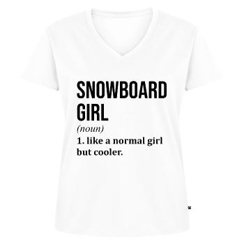 Planche à neige - T-shirt encolure en V Premium bio Femme - blanc - Devant - AI Model Female 172 dark (172cm)