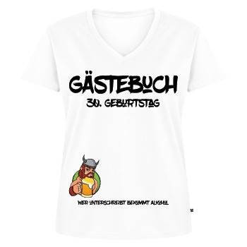 30. Geburtstag | Gästebuch Design - Frauen Premium Bio T-Shirt mit V-Ausschnitt - Weiß - Vorne - AI Model Female 172 dark (172cm)