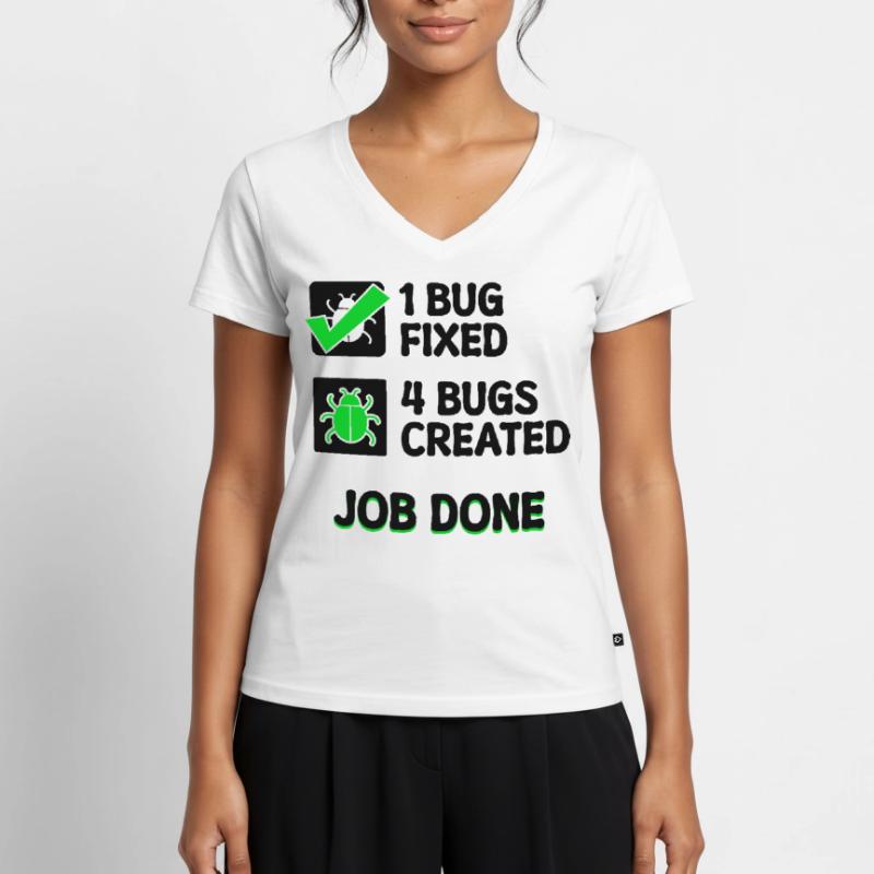 Programmierer Developer Bugfixing Bugs Skripting Frauen Premium Bio T-Shirt mit V-Ausschnitt