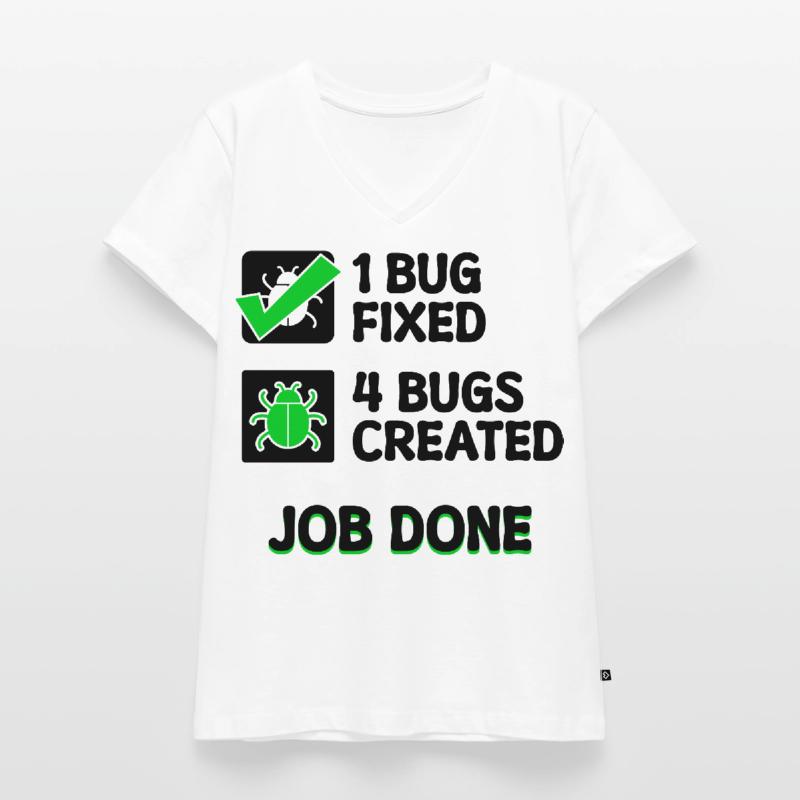 Programmierer Developer Bugfixing Bugs Skripting Frauen Premium Bio T-Shirt mit V-Ausschnitt