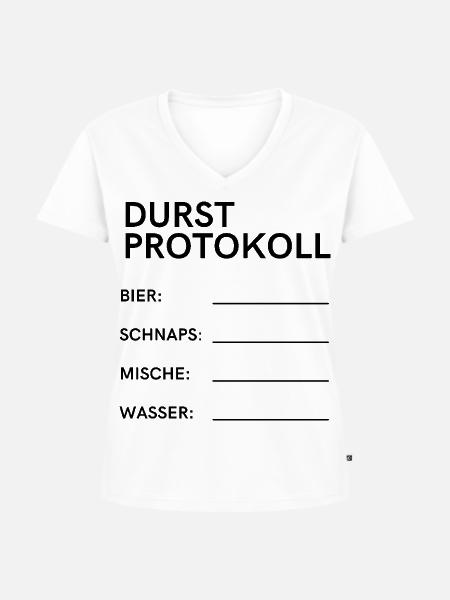 Durstprotokoll - Frauen Premium Bio T-Shirt mit V-Ausschnitt - Weiß