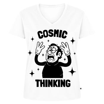 Cosmic Thinking - Women's Premium Organic V-neck T-shirt - white - Front - AI Model Female 172 dark (172cm)