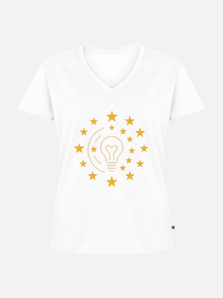 Kreative Glühbirne mit Sternenkranz - Frauen Premium Bio T-Shirt mit V-Ausschnitt - Weiß
