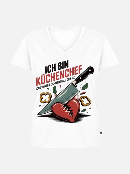 Küchenchef Geschenk - Frauen Premium Bio T-Shirt mit V-Ausschnitt - Weiß