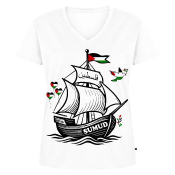 Free palestine - free gaza - Frauen Premium Bio T-Shirt mit V-Ausschnitt - Weiß - Vorne - AI Model Female 172 dark (172cm)