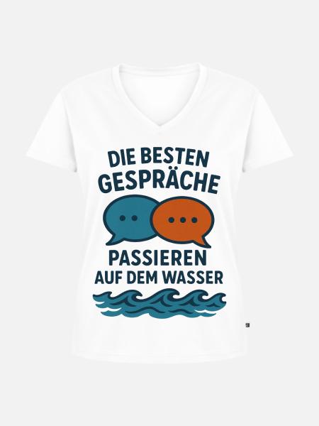 Gespräche auf dem Wasser - Frauen Premium Bio T-Shirt mit V-Ausschnitt - Weiß