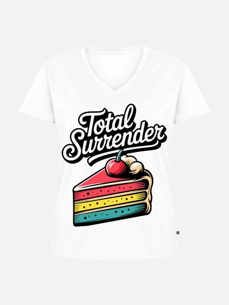 Total Surrender Kuchen Pop Art - Frauen Premium Bio T-Shirt mit V-Ausschnitt - Weiß
