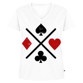 Spielkarten Kontrastdesign - Frauen Premium Bio T-Shirt mit V-Ausschnitt - Weiß - Vorne - AI Model Female 172 dark (172cm)