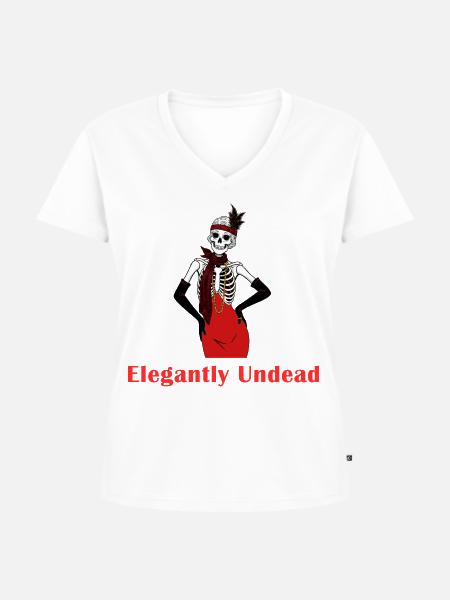 Elegantly Undead - Frauen Premium Bio T-Shirt mit V-Ausschnitt - Weiß