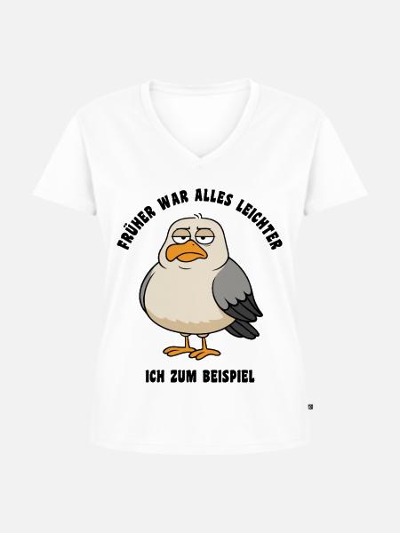 Früher war alles leichter - Möwe Spruch - Frauen Premium Bio T-Shirt mit V-Ausschnitt - Weiß